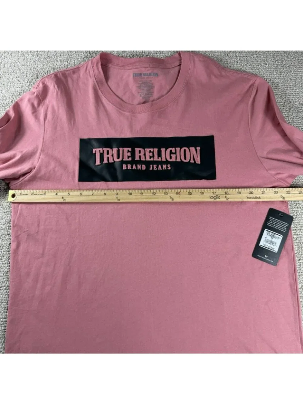 True Religion Embossed Long Sleeve T-Shirt Pink Black Men’s Size 87